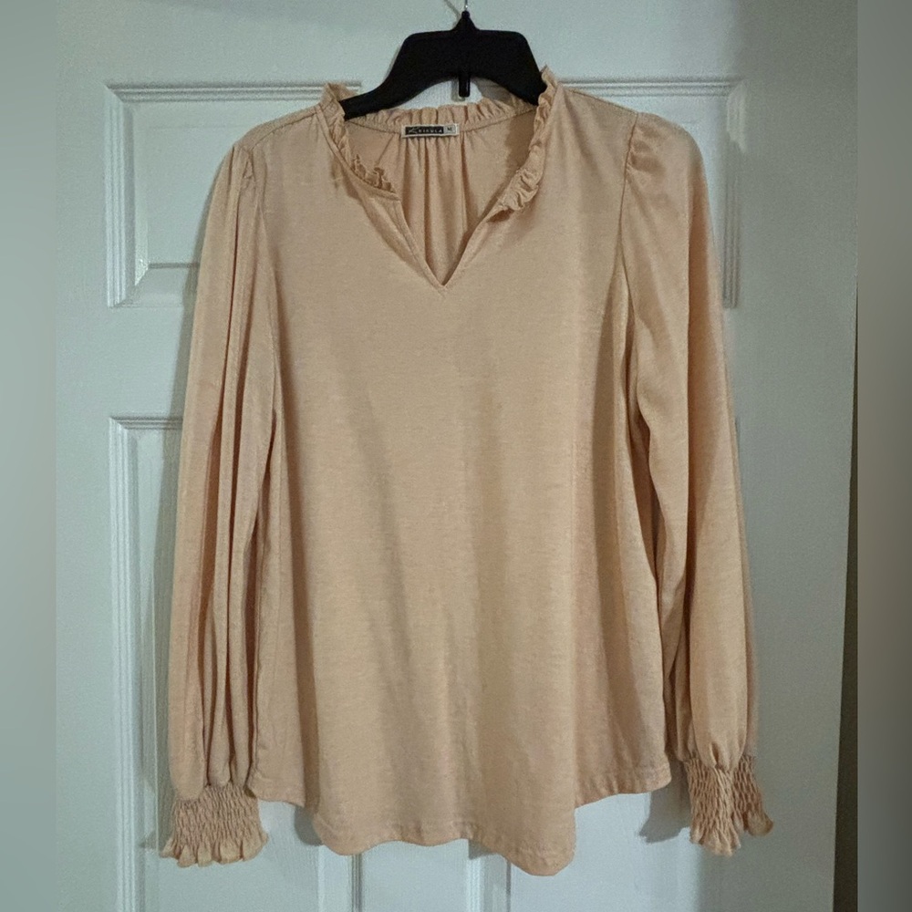 Blouse with Ruffled Neckline